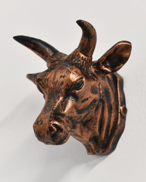 Cast Aluminium Bronze & Copper Bull Wall Bust 