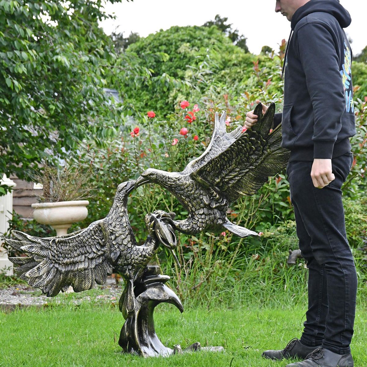 Cast Aluminium Eagles Fighting Sculpture to Scale