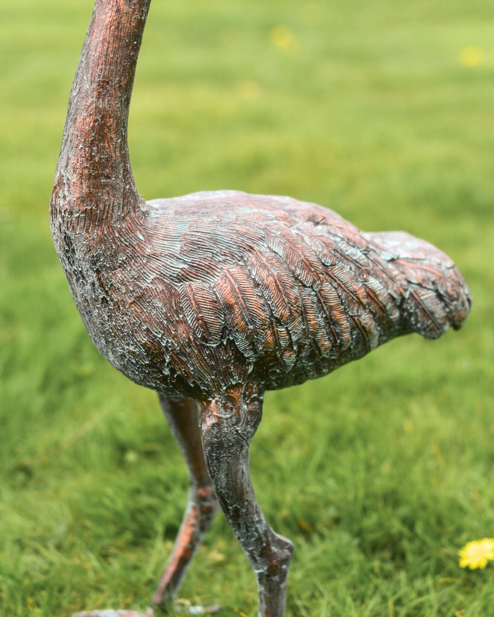 Cast Aluminium "Mason" Emu Garden Sculpture in Verdigris Side View