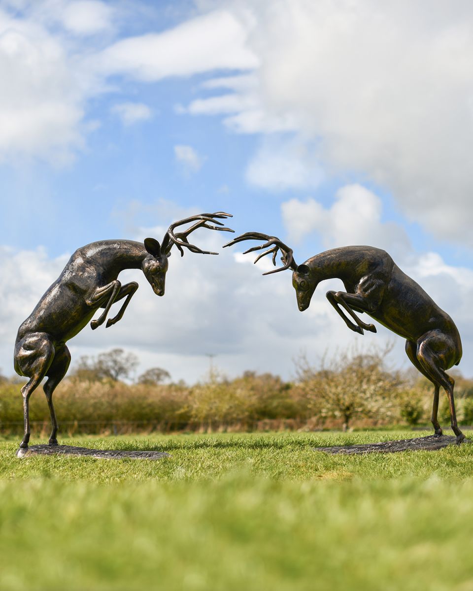 Cast Aluminium Rutting Stags Available as a Pair