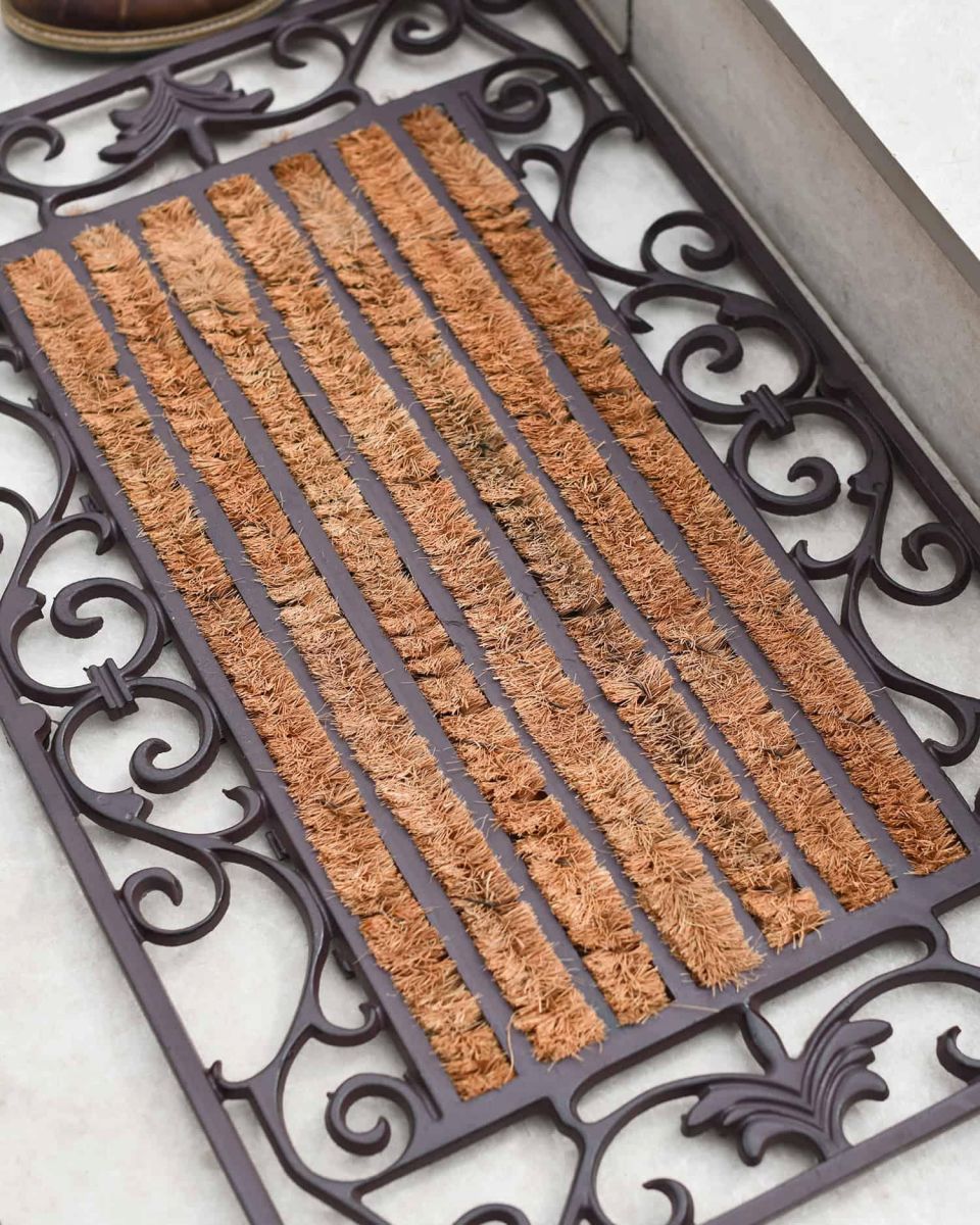 Cast Iron 2-in-1 Ornate "Aureate" Rectangular Doormat & Boot Scraper in SItu