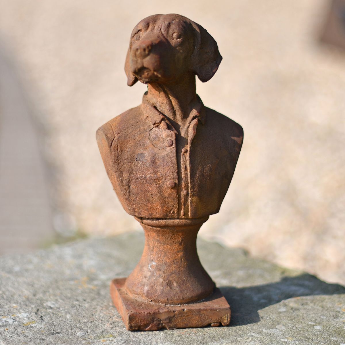 Rustic Cast Iron Dog & Shirt Bust