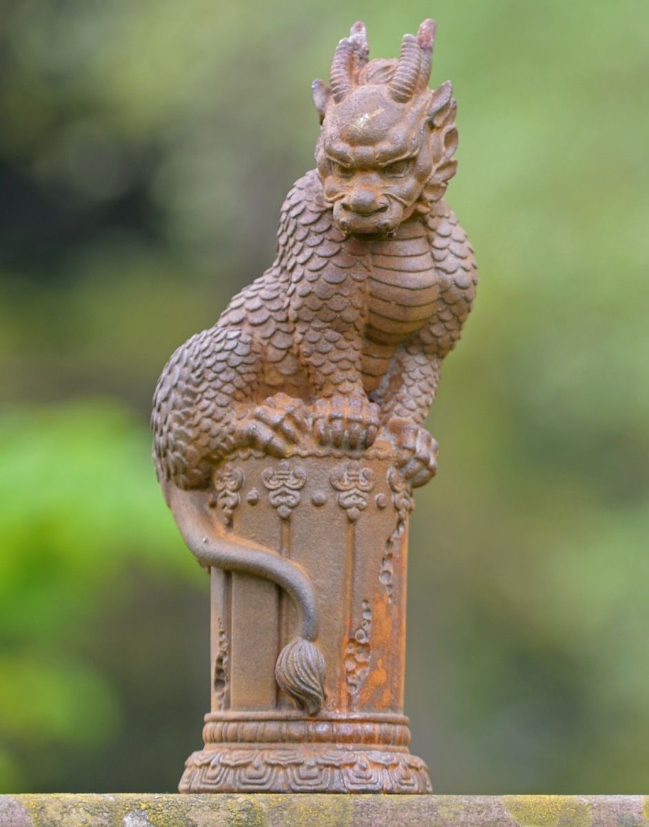 Cast Iron Chinese Dragon Garden Ornament