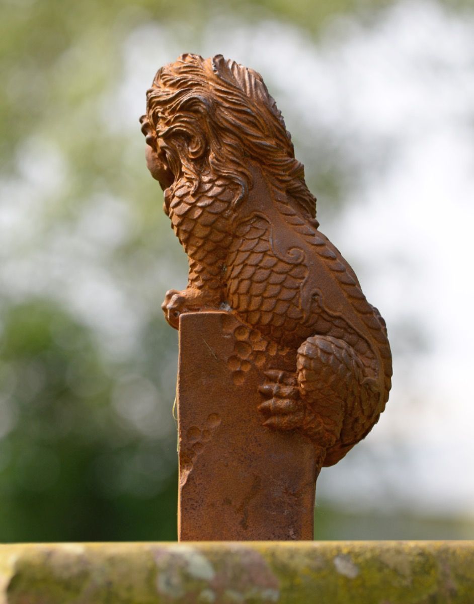 Back of Cast Iron Fierce Chinese Dragon Sculpture