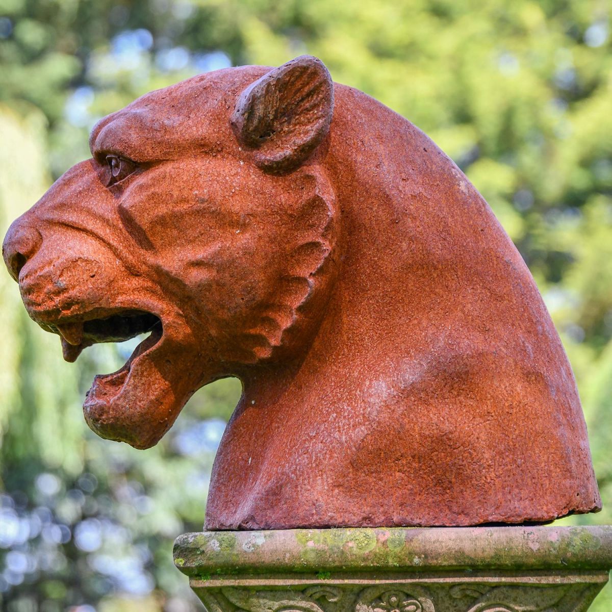 Side View of the Cast Iron Rustic Jaguar Bust