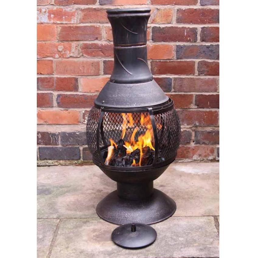 Cast Iron & Mesh Chimenea in Situ in the Garden