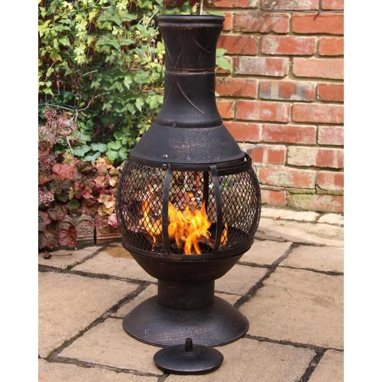 Cast Iron & Mesh Chimenea in Situ