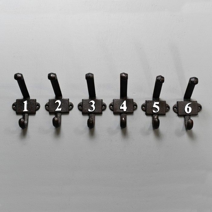 Cast Iron Number Coat Hooks Available from 1 to 6