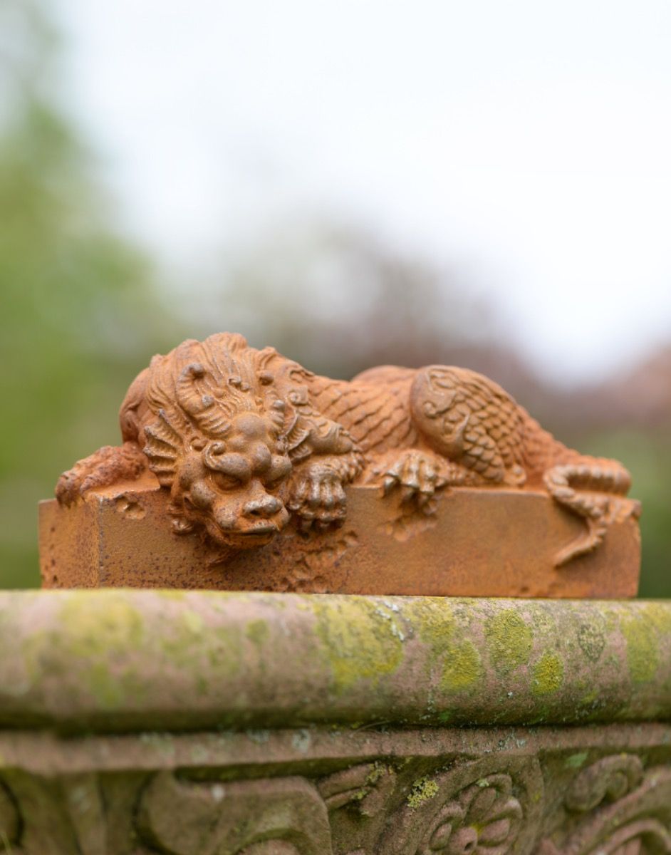 Cast Iron Sleeping Dragon Sculpture