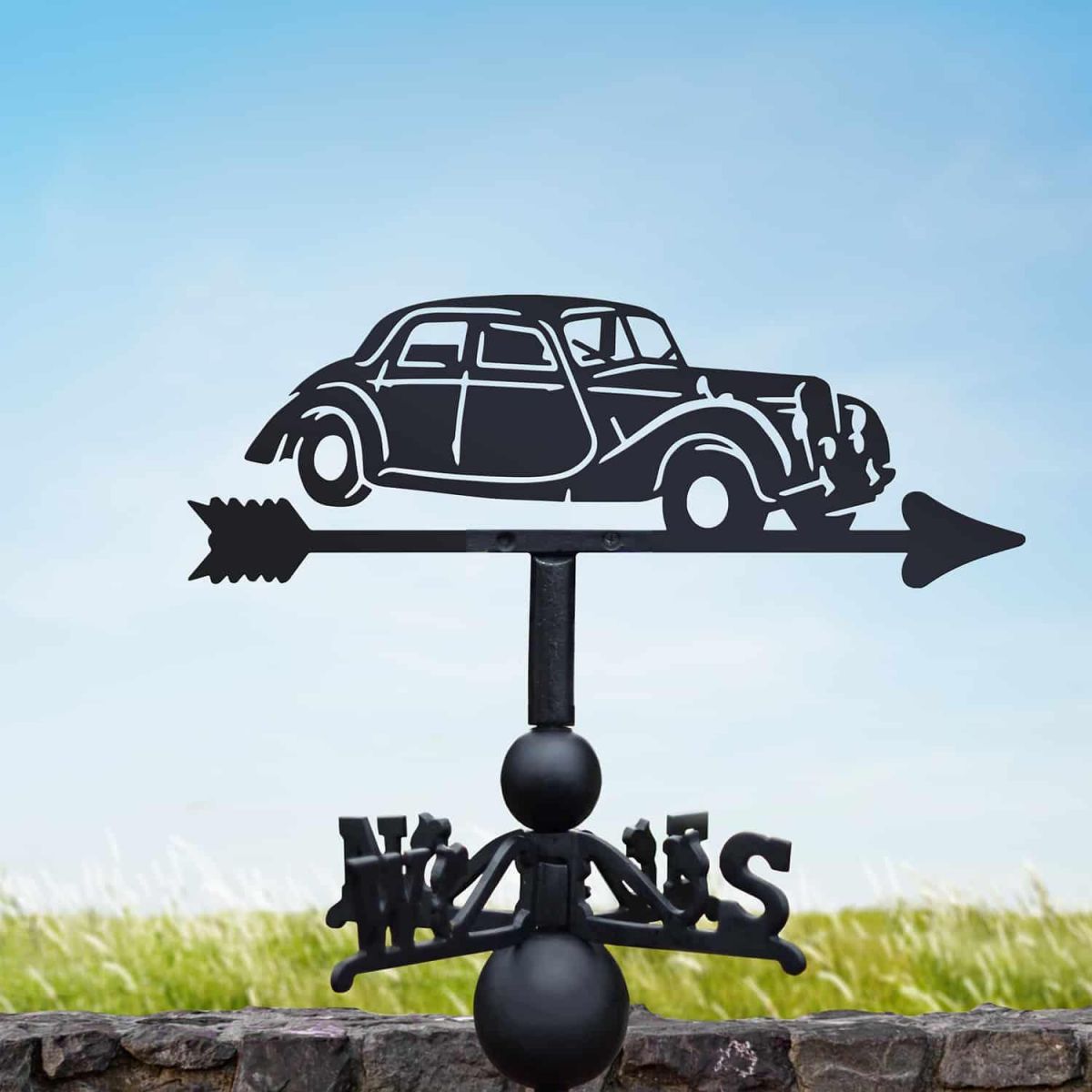 Cast Iron & Steel 1952 Riley RM Weathervane in Situ