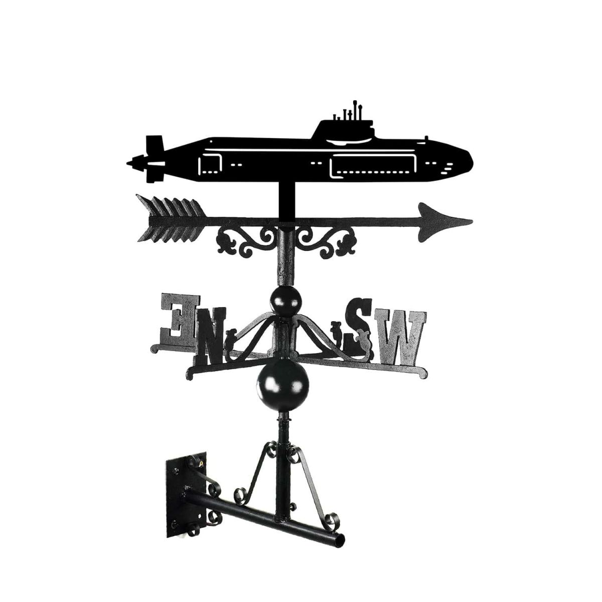 Mounted Cast Iron & Steel Astute Class Submarine Weathervane