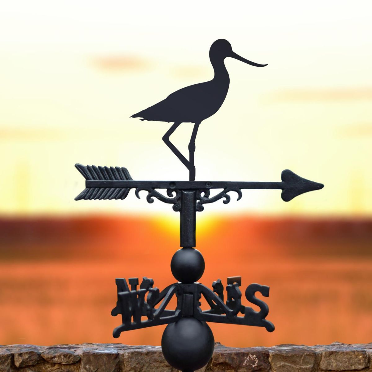 Cast Iron & Steel Weathervane with "Avocet Bird" Topper
