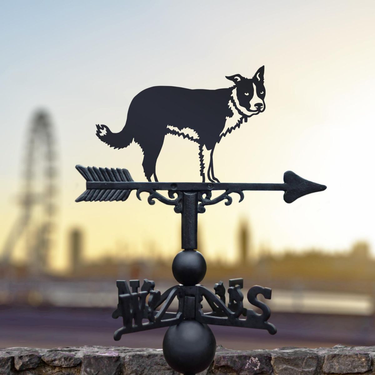 Weathervane with Border Collie with Ear Up Topper