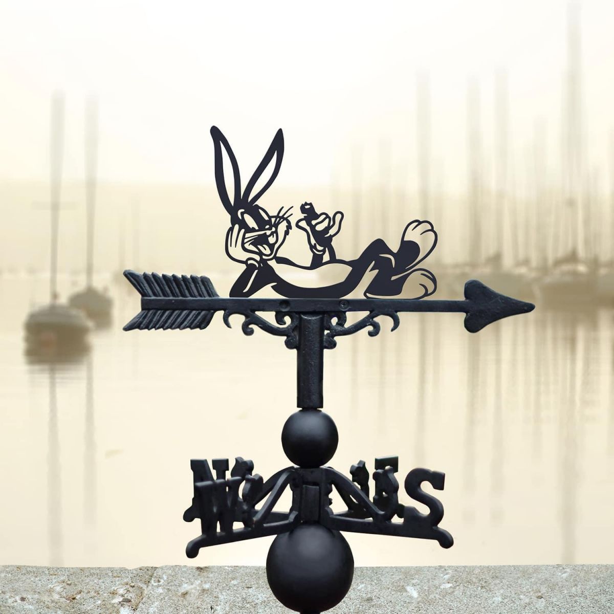 Cast Iron & Steel Weathervane with Cartoon Rabbit with Carrot Topper