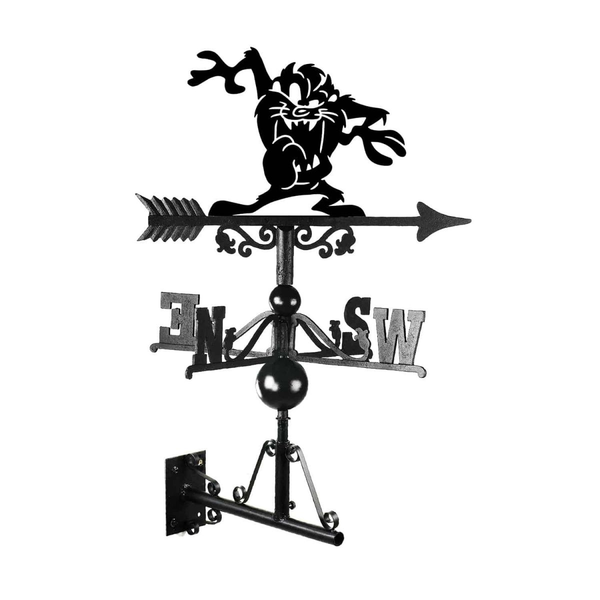 Cast Iron & Steel Cartoon Tasmanian Devil Weathervane Mounted