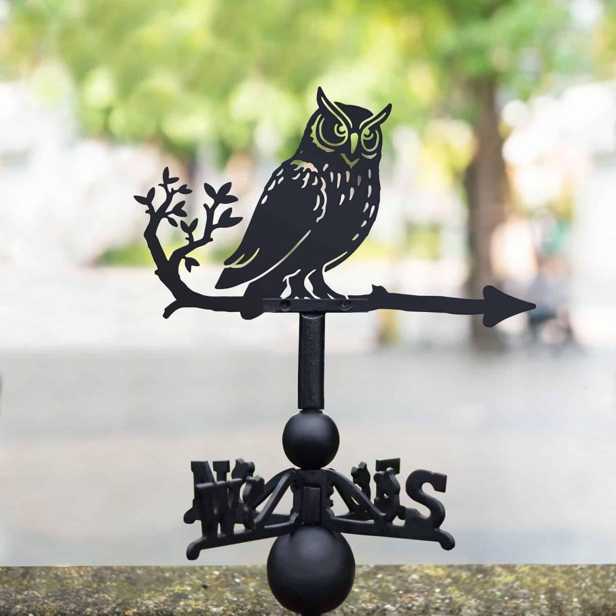 Cast Iron & Steel Weathervane with Great Horned Owl Motif