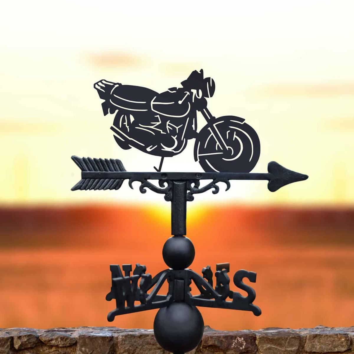 Cast Iron & Steel Weathervane with Hyosung GT250 Motorbike Topper