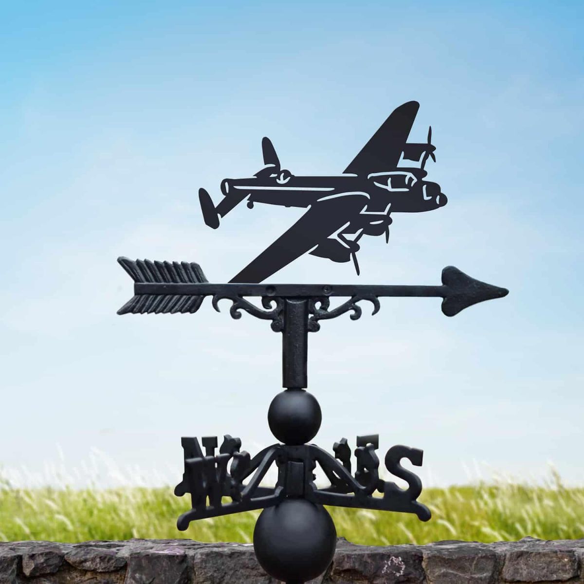 Cast Iron & Steel Weathervane with Lancaster Bomber Topper