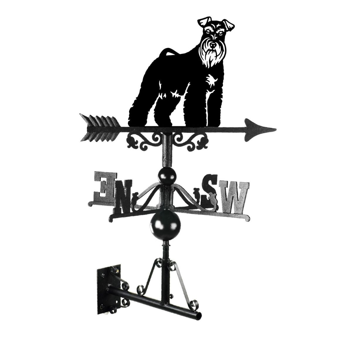 Mounted Cast Iron & Steel Miniature Schnauzer Weathervane