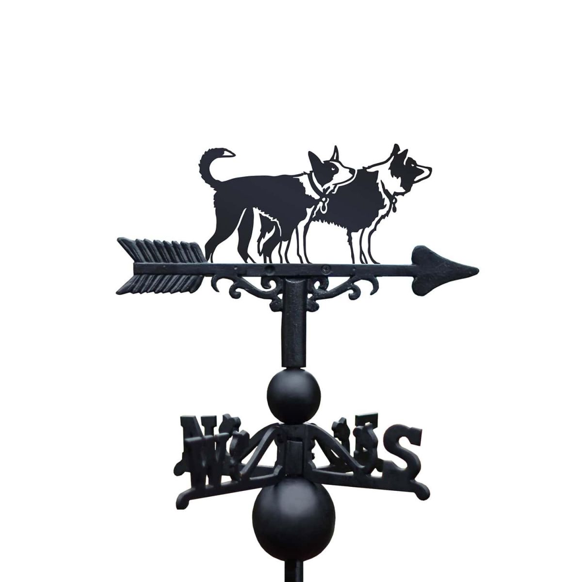 Close-Up of Cast Iron & Steel Pair of Border Collies Weathervane
