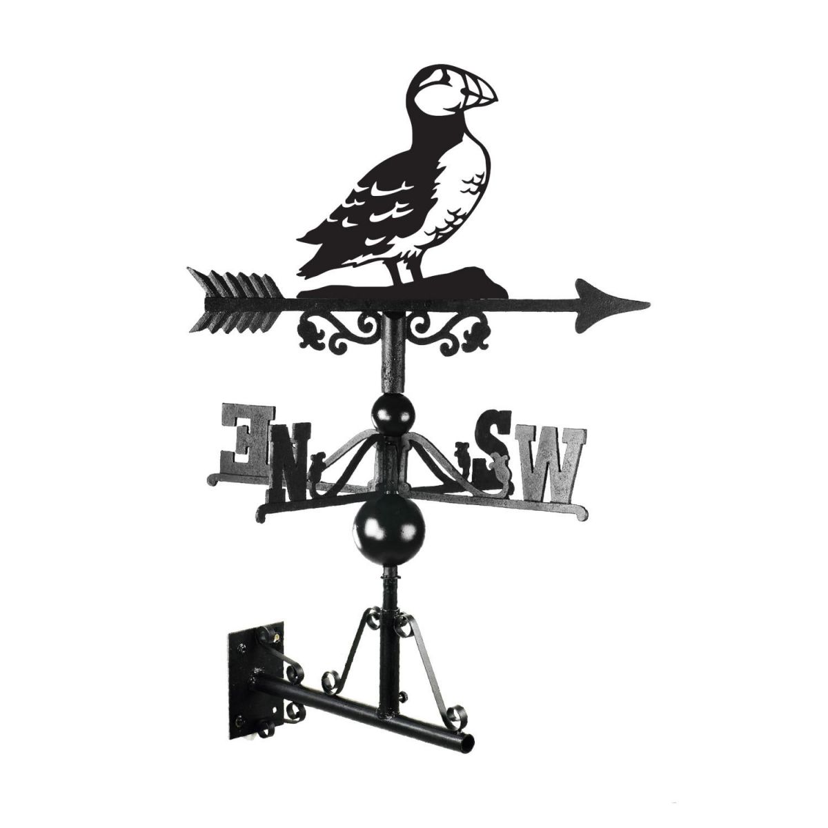Cast Iron & Steel Puffin Weathervane Mounted
