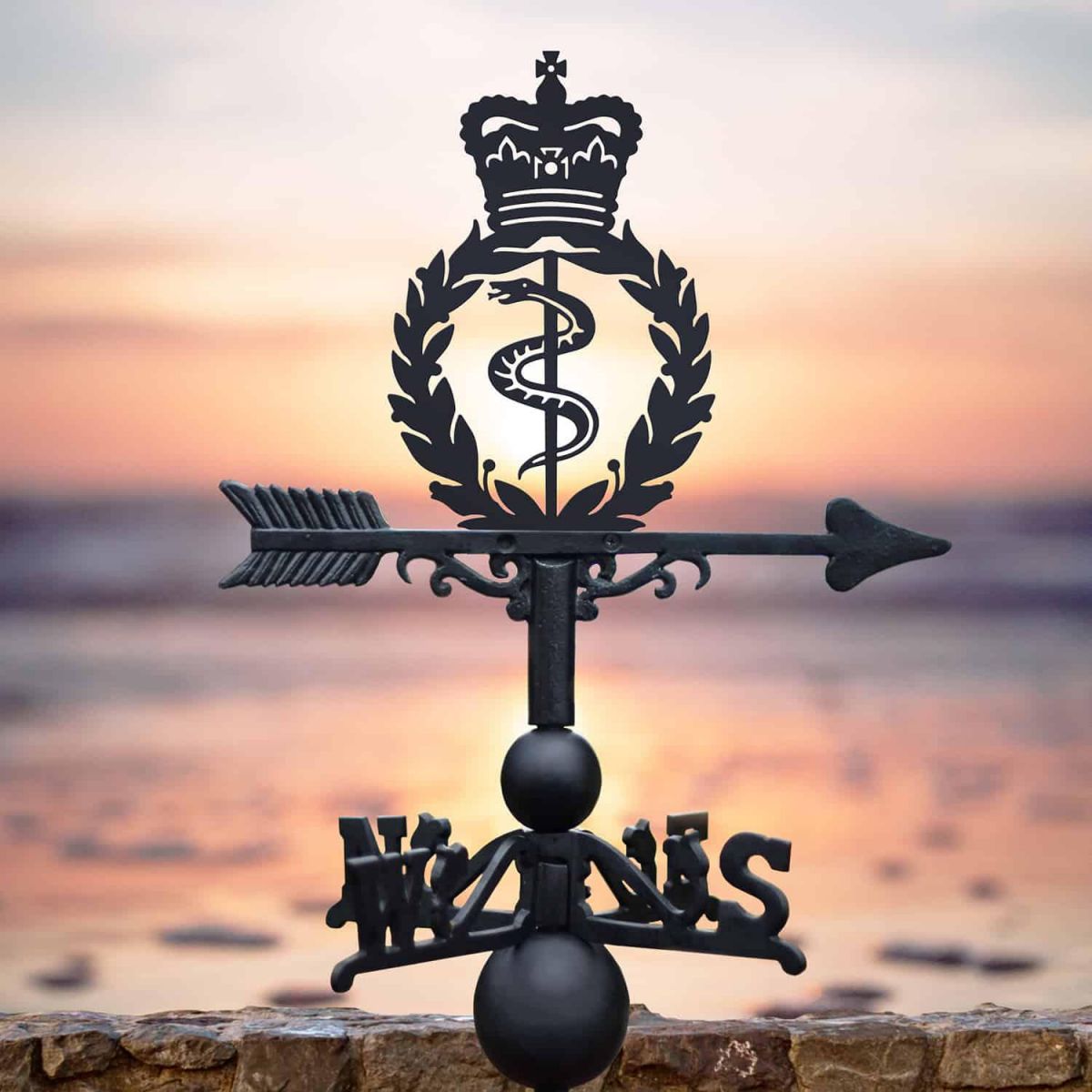 Cast Iron & Steel Weathervane with Royal Army Medical Corps Topper