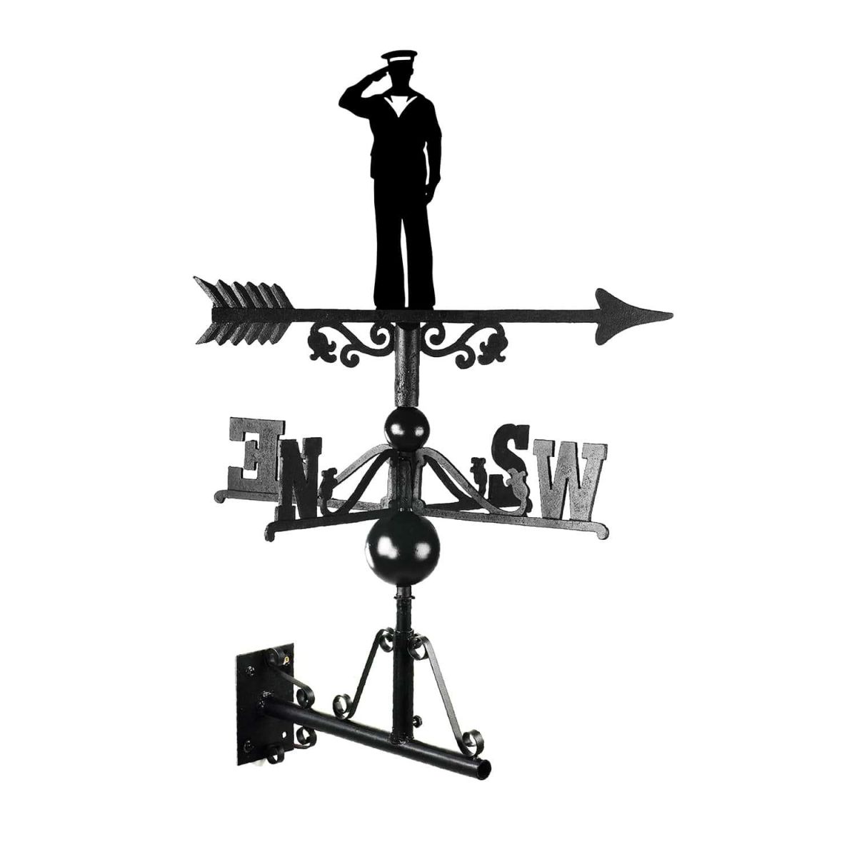 Mounted Cast Iron & Steel Royal Navy Officer Weathervane
