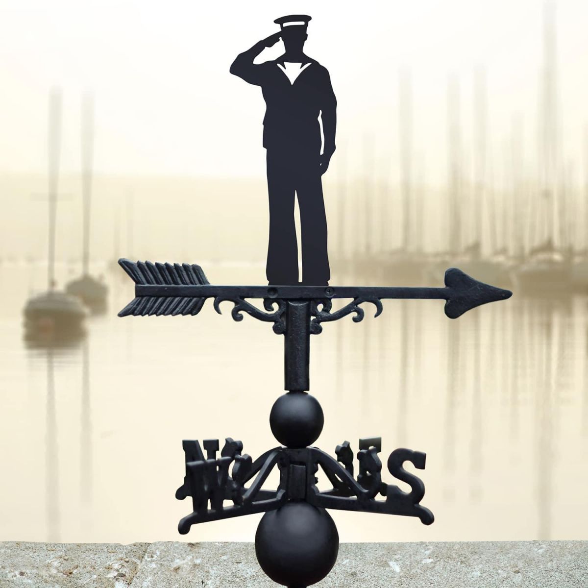 Cast Iron & Steel Weathervane with Royal Navy Officer Design