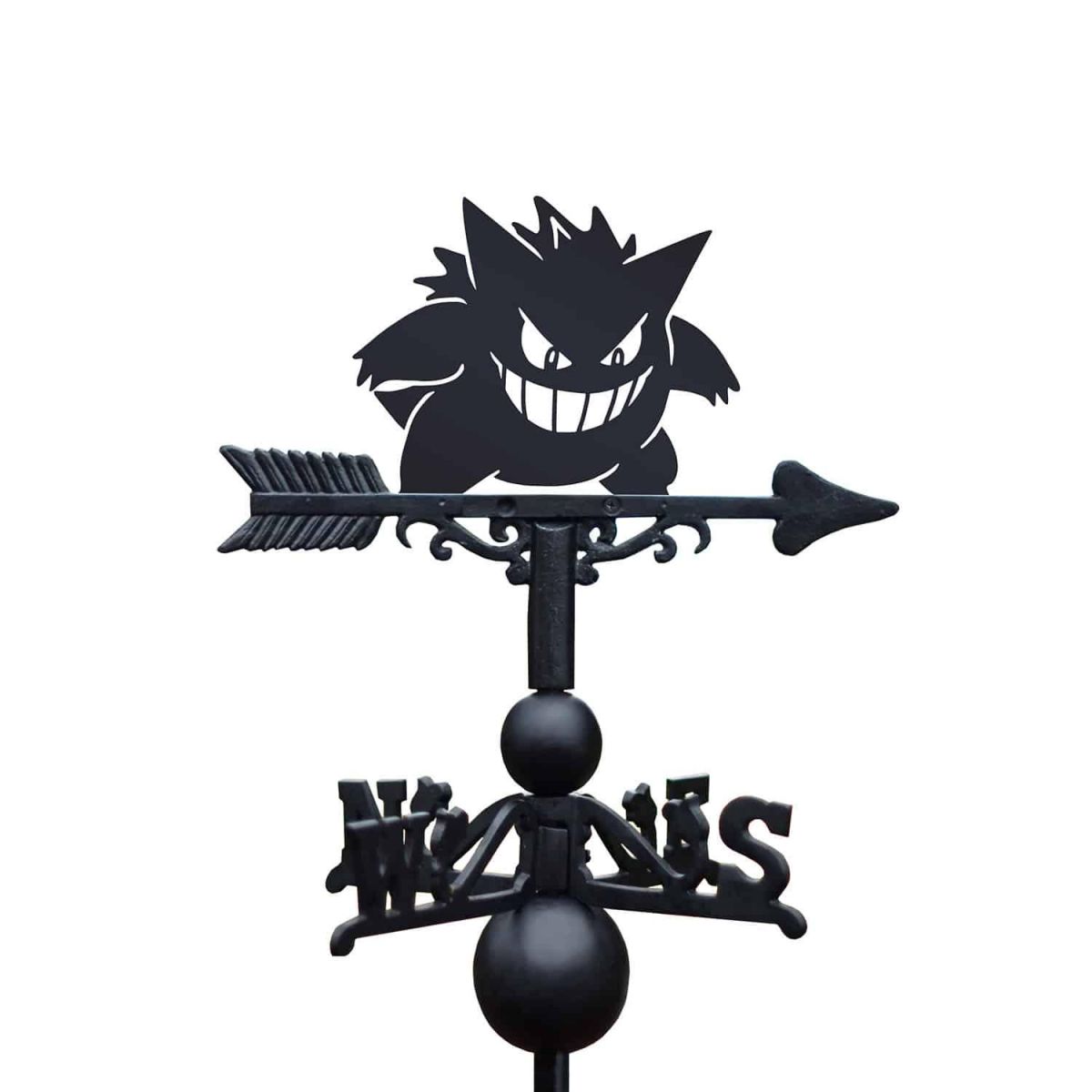 Cast Iron & Steel Second Evolution Purple Monster Weathervane on White Background