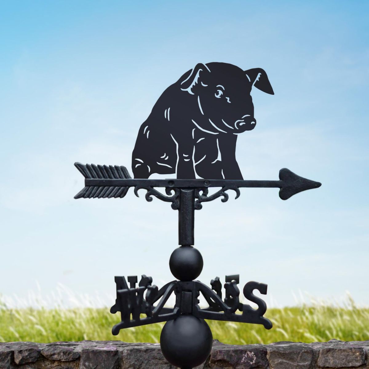 Weathervane with Sitting Piglet Topper in Situ