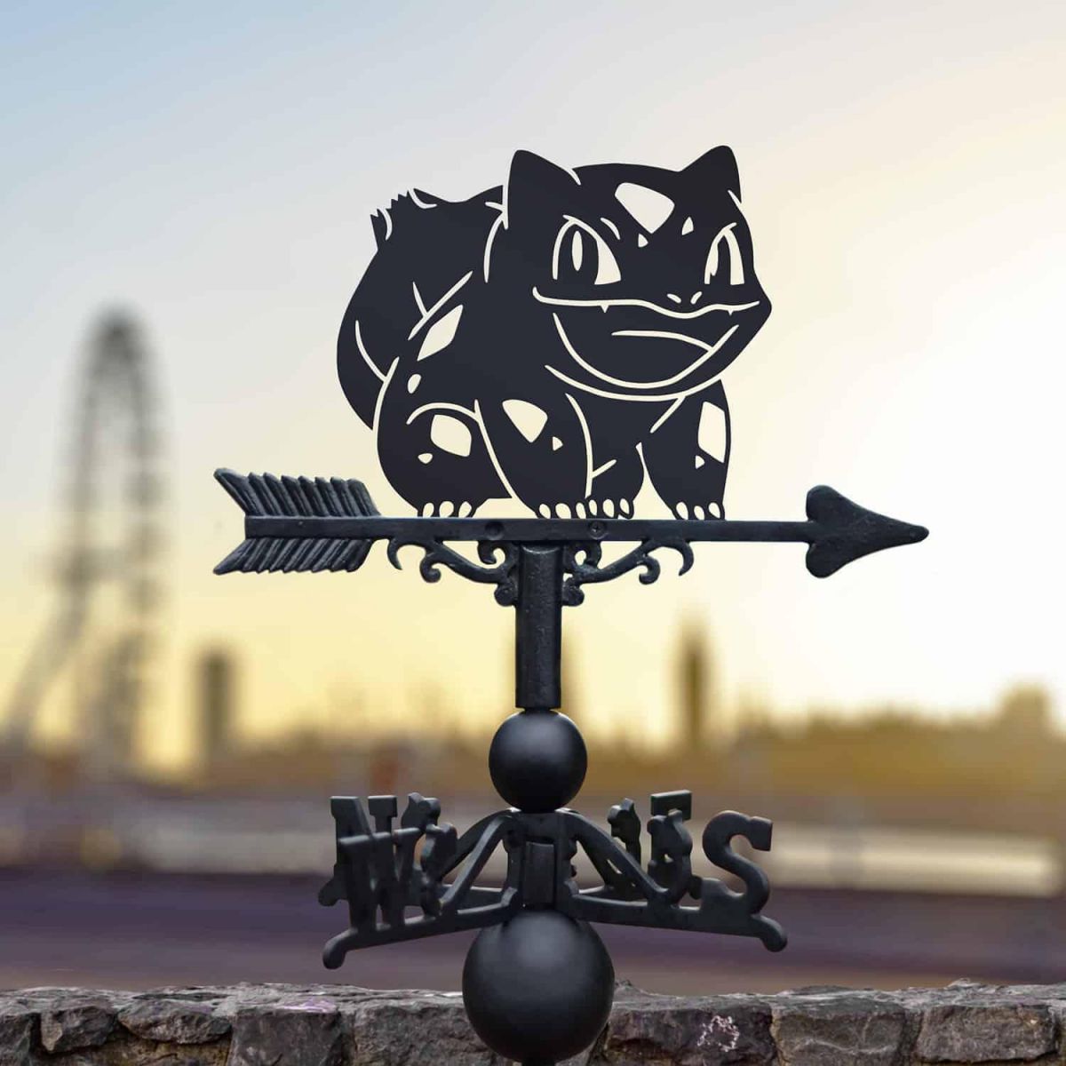 Cast Iron & Steel Weathervane with Unevolved Cartoon Amphibian Character Topper