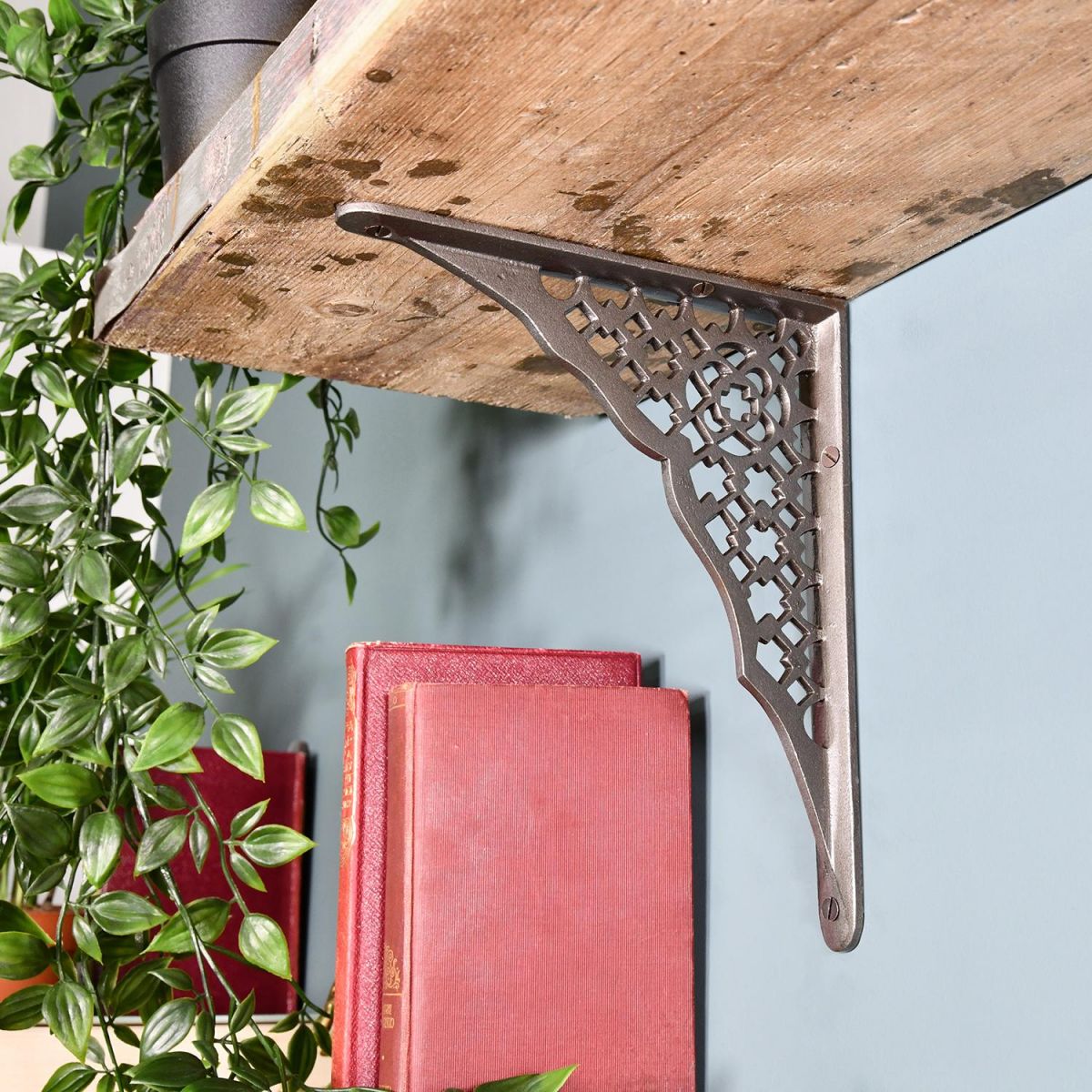 Cast Iron Trellis Patterned Shelf Bracket in Situ in the Home