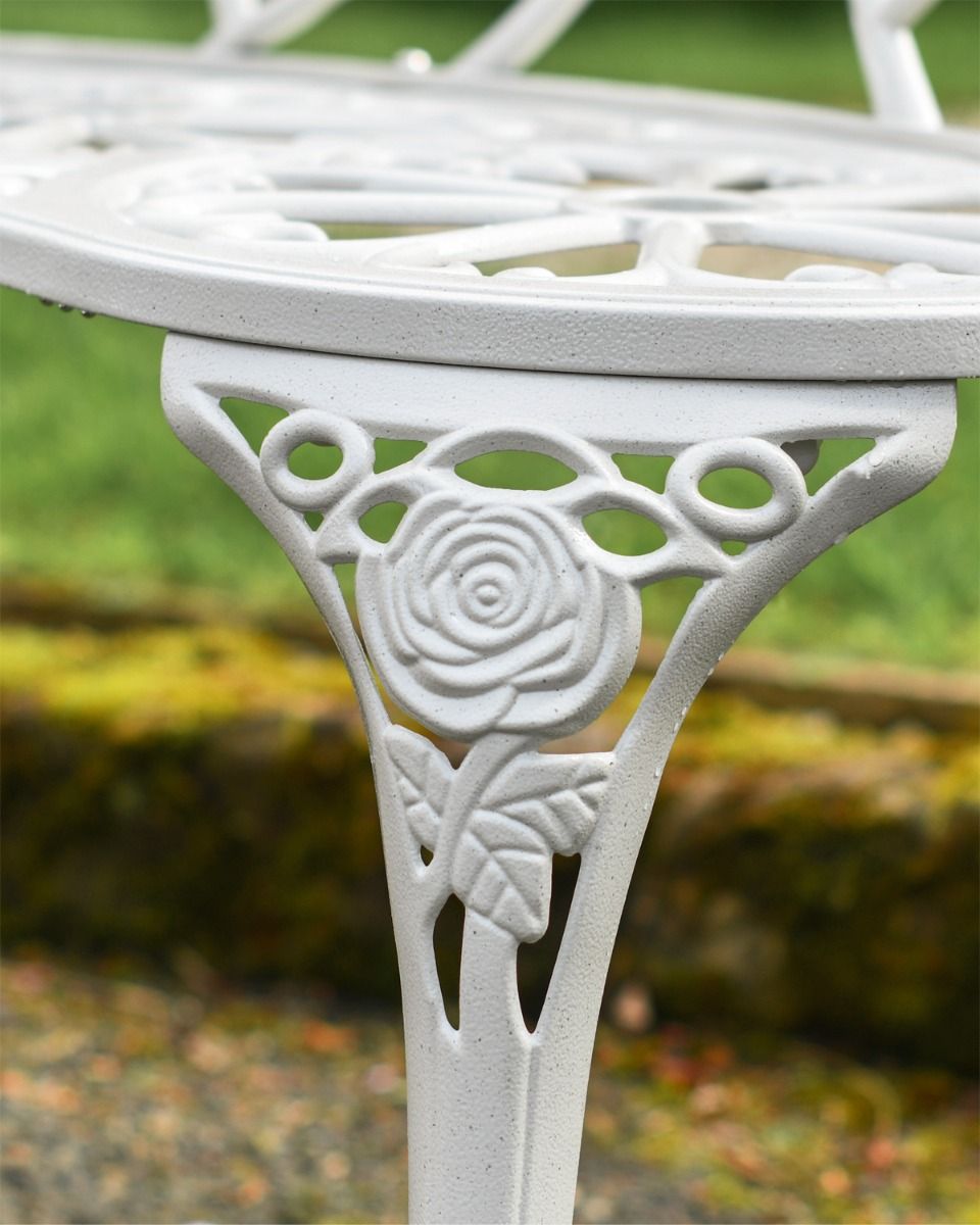 Cast Metal Rose Design on Bench Leg