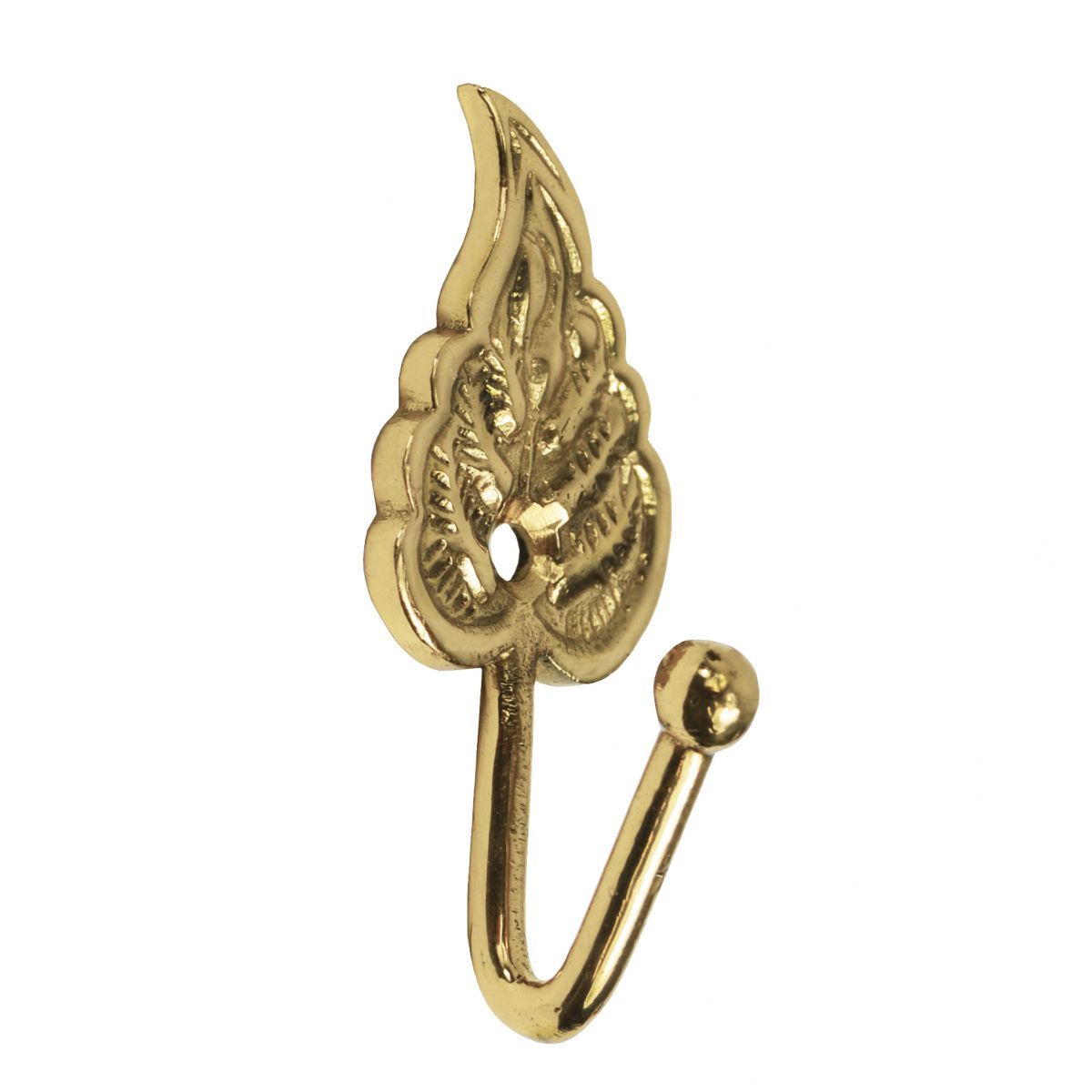 Polished Brass Curtain Hook - Leaf Design