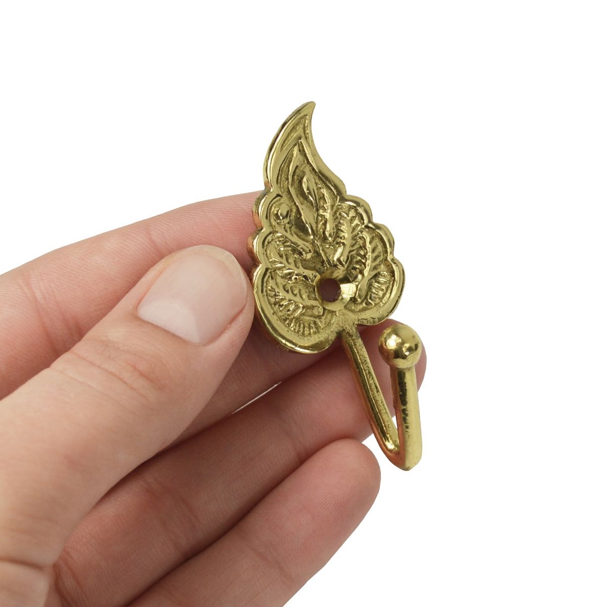 Polished Brass Curtain Hook - Leaf Design