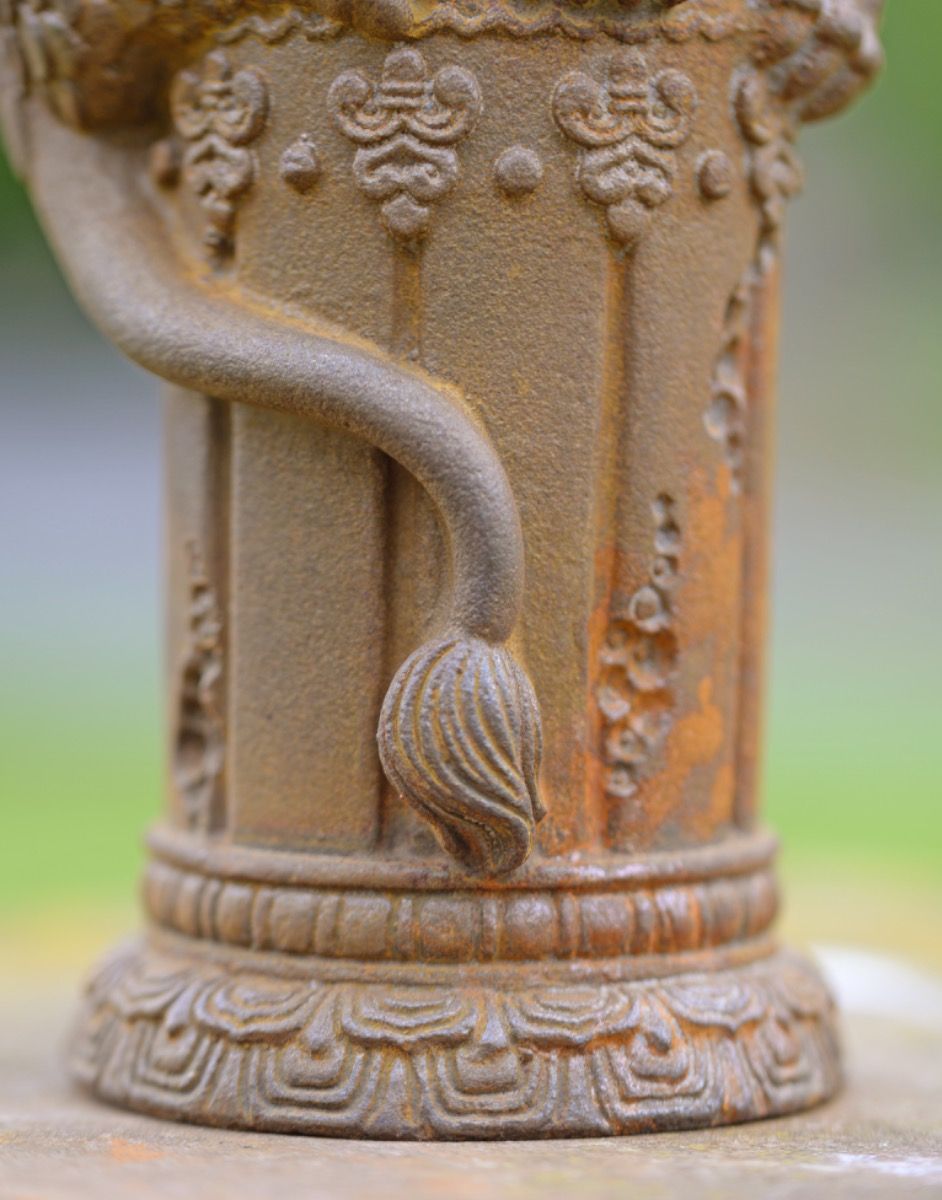 Pillar of Cast Iron Chinese Dragon Sculpture