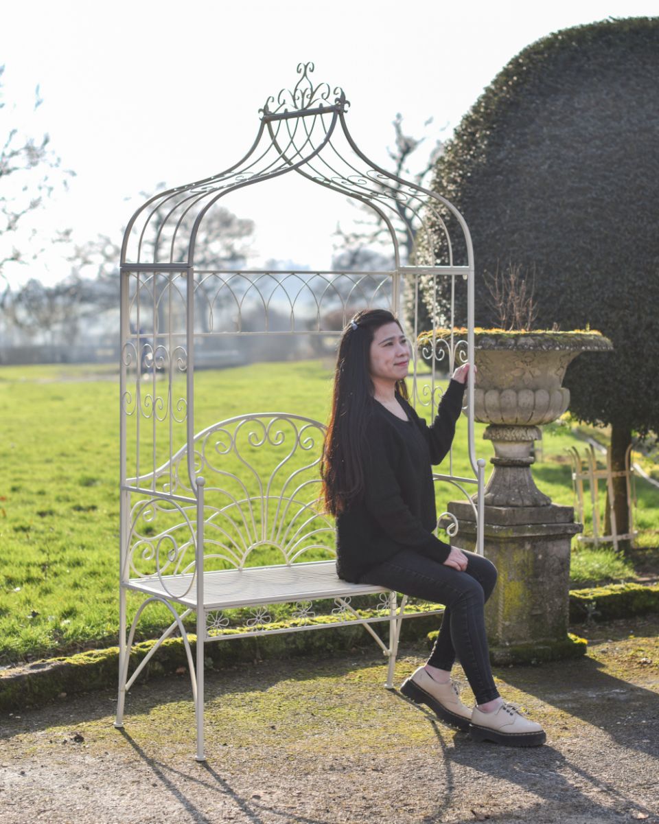 “Christiana" Cream Arbour Garden Bench To Scale