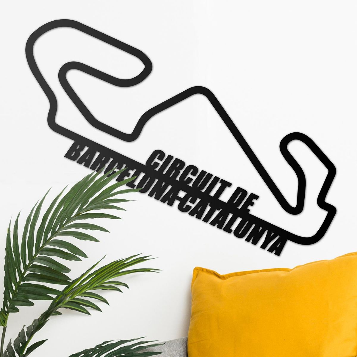The Circuit de Barcelona-Catalunya Racing Track Wall Art on a Grey Wall