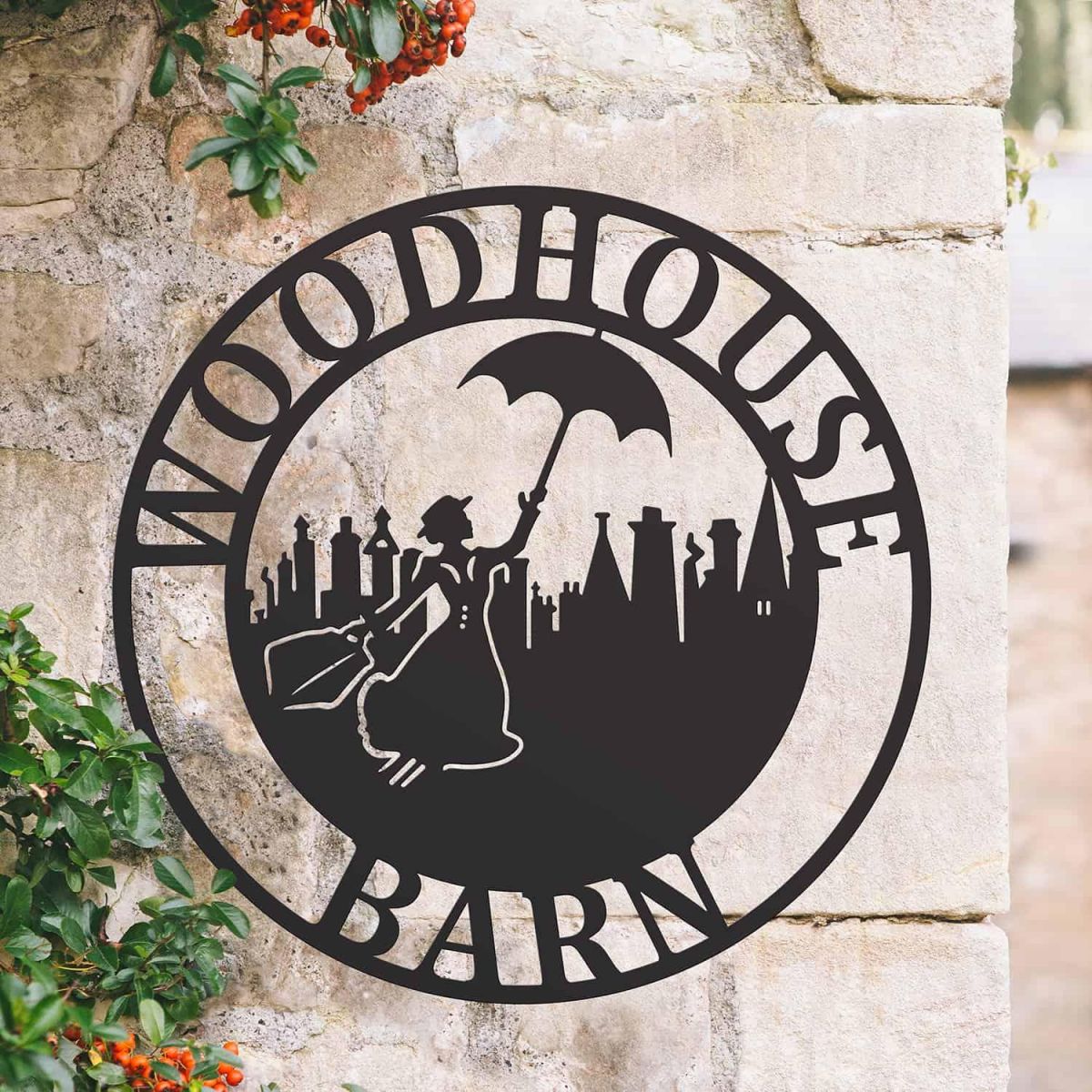Circular Steel Mary Poppins House Name Sign