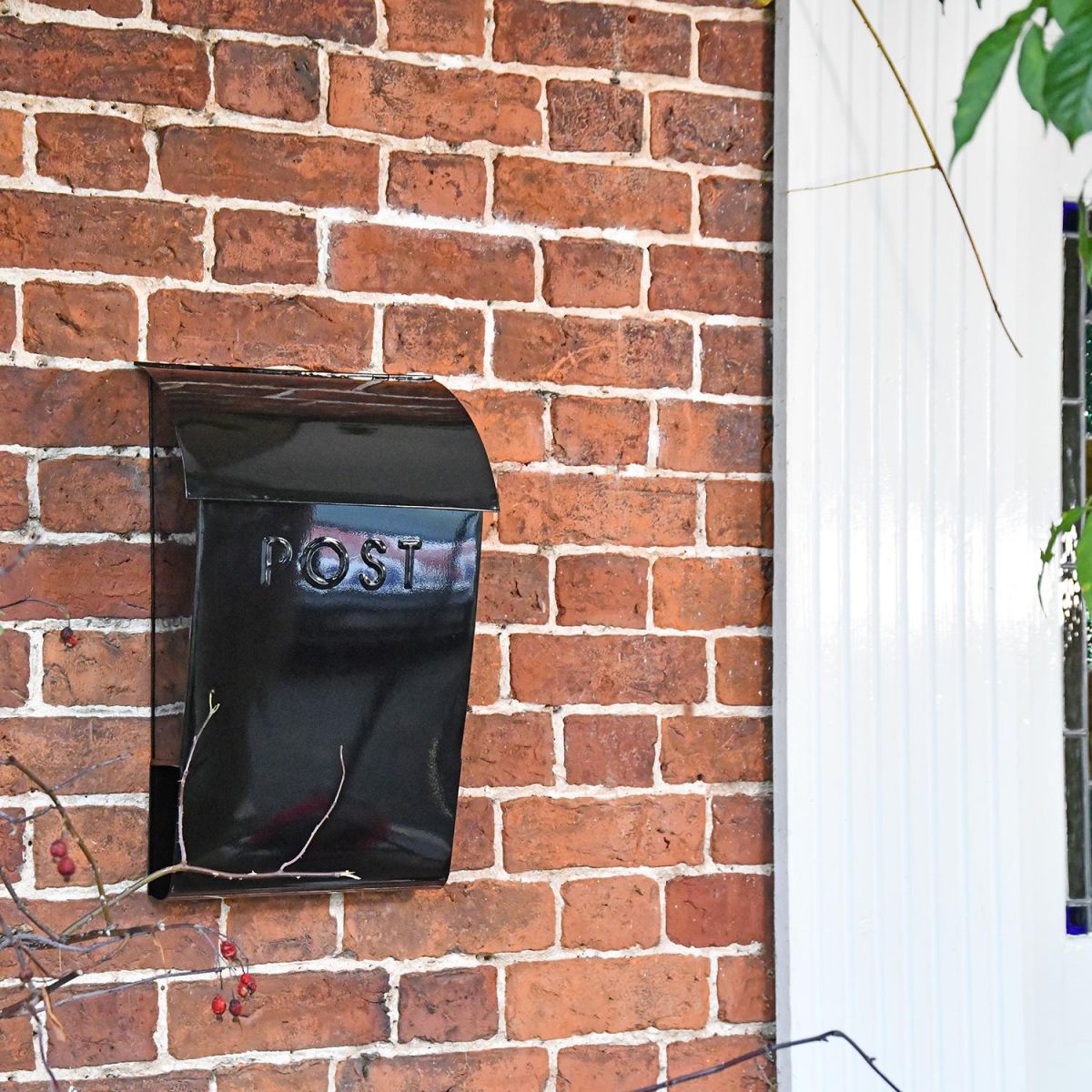 "Cityscape" Black Contemporary Post Box With Lock and Newspaper Holder by the Front door