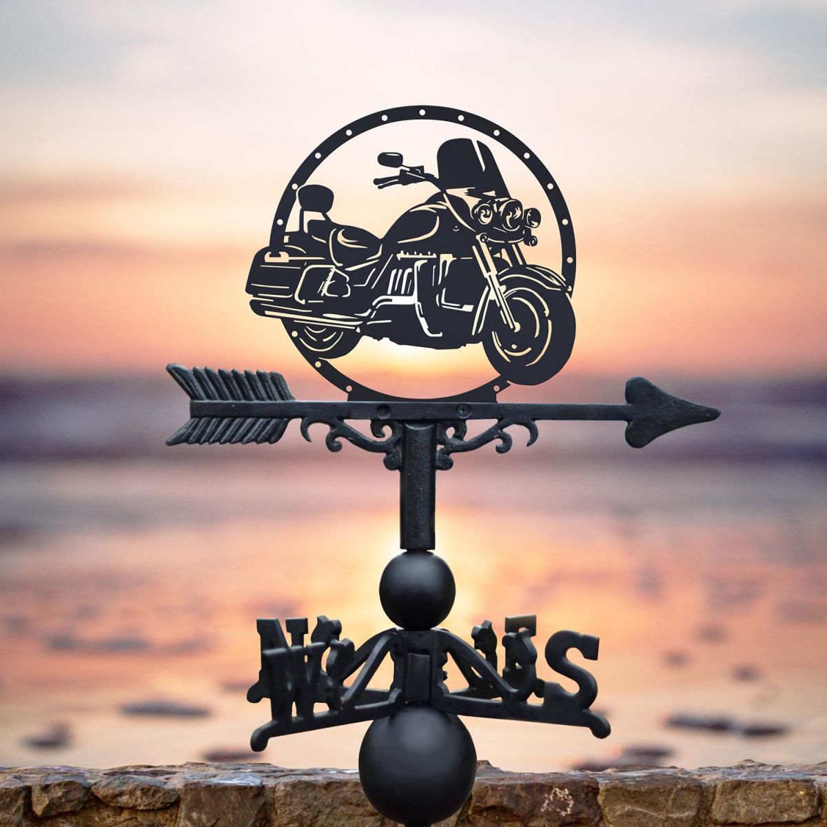 Triumph Motorbike Weathervane by the Sea