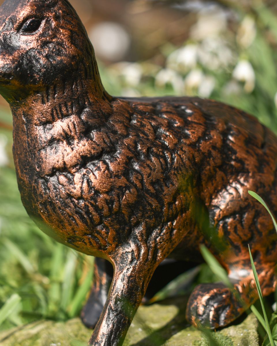 Close Up Of The Striking Bronze Finish On The Rabbit Garden Sculpture