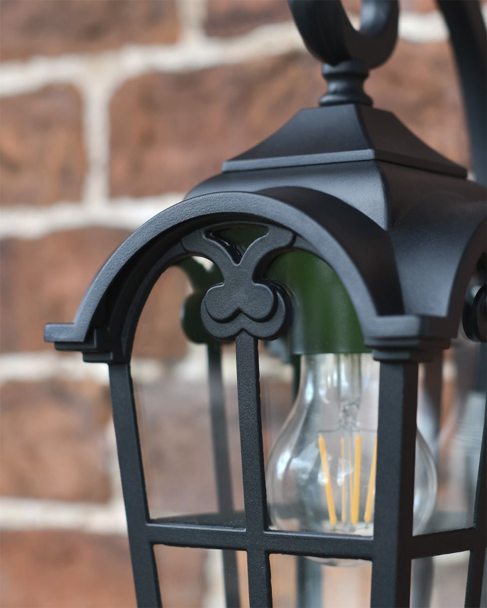 Close up of Bulb and Detailed Metalwork on Lantern 