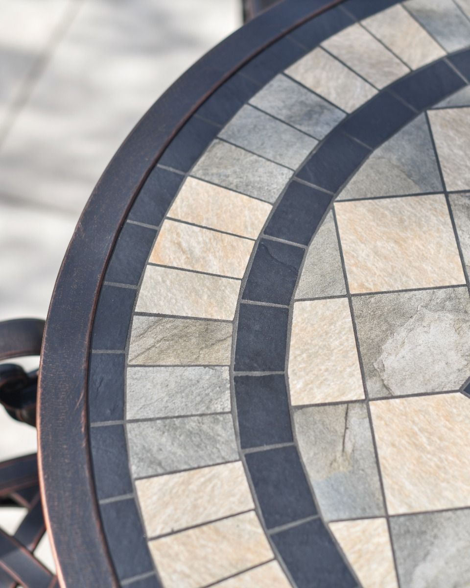 Close Up Shot of "Okehampton" Four Seater Furniture Set Mosaic Table Top 