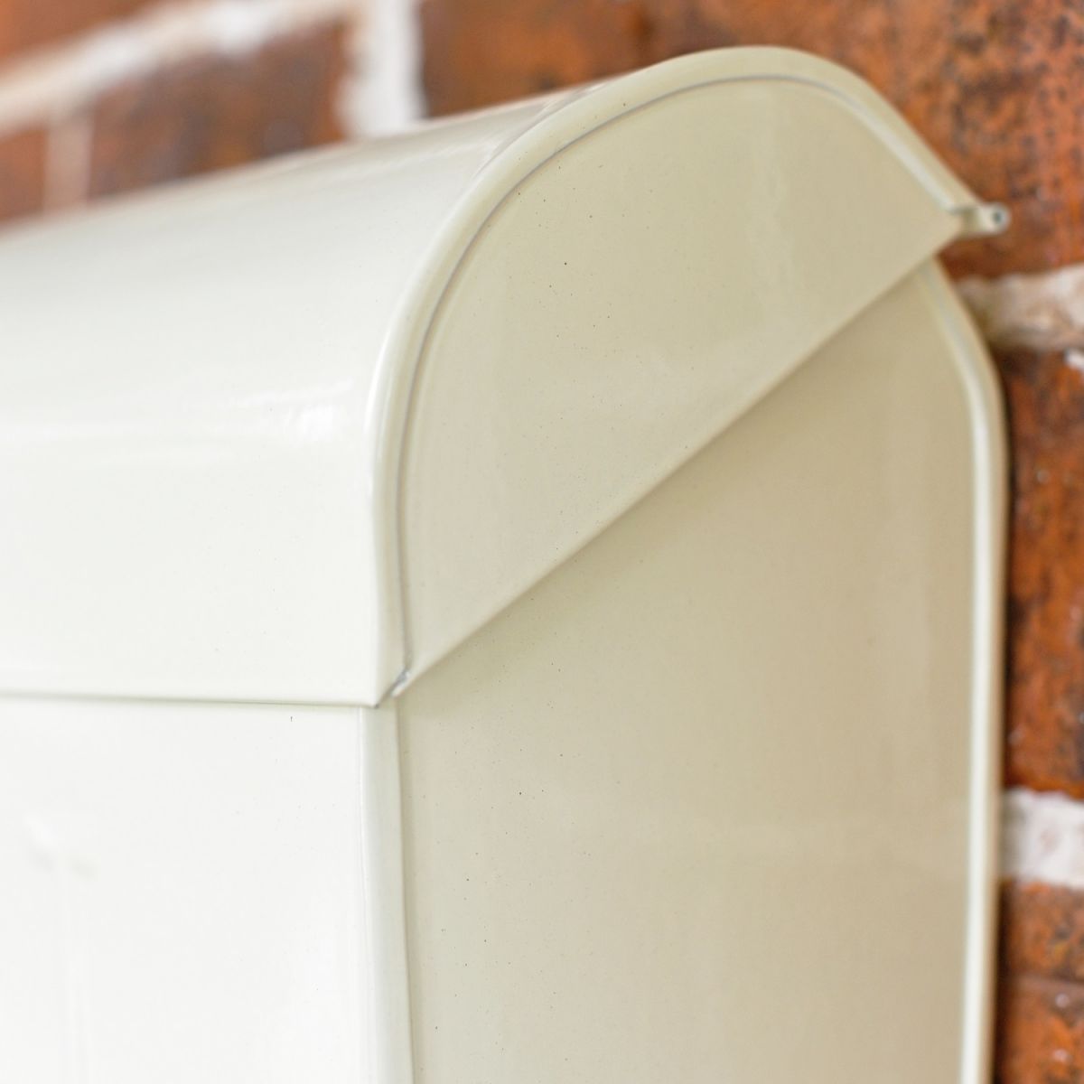 Close Up Of Opening Lid On Cream Modern Wall Post Box
