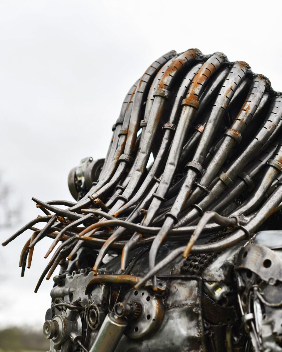 Close Up Of Recycled Metal Alien 
