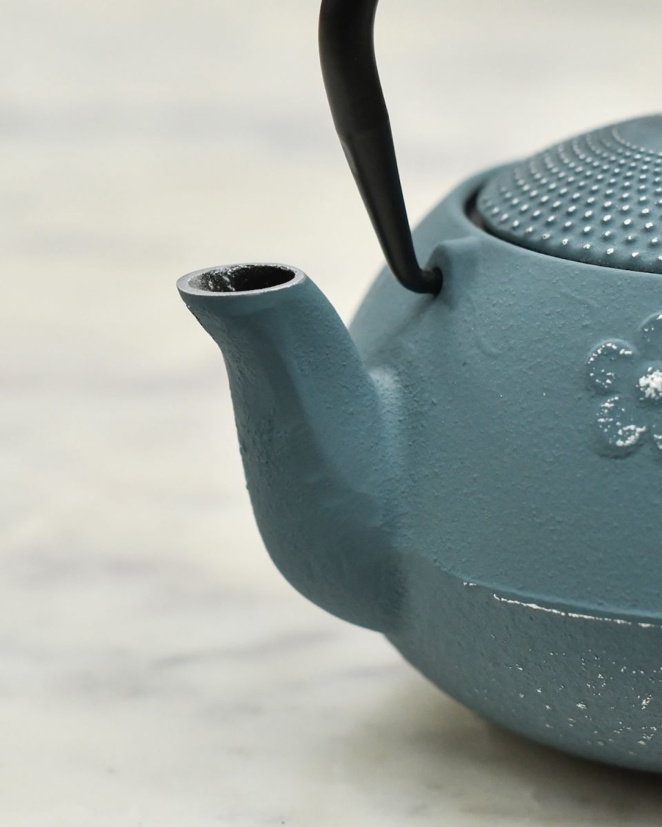 Close up of spout detail on japanese inspired teapot