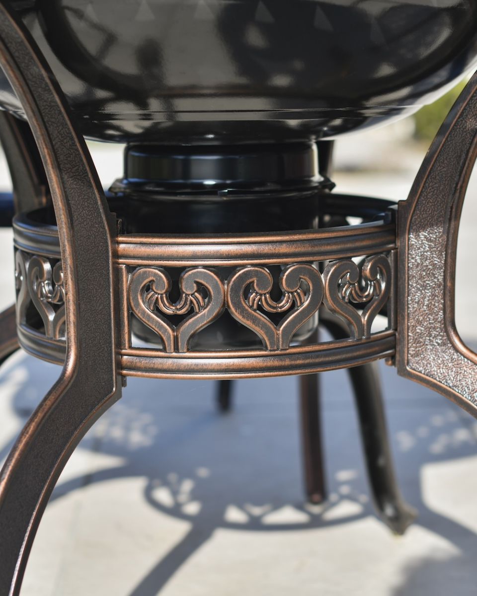 close up of base detail on dining table