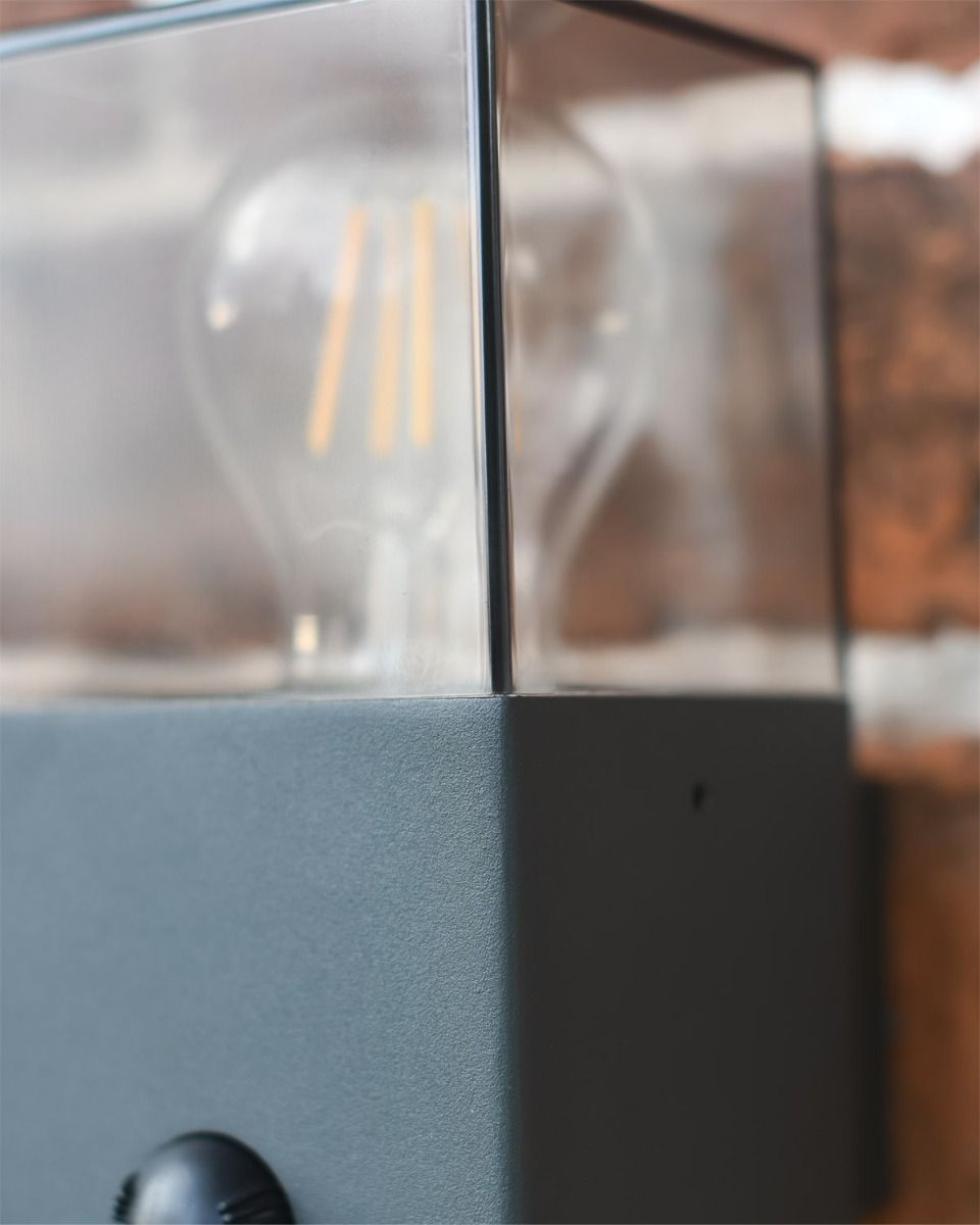 Close Up Of Contemporary Black "Cube" Wall Light