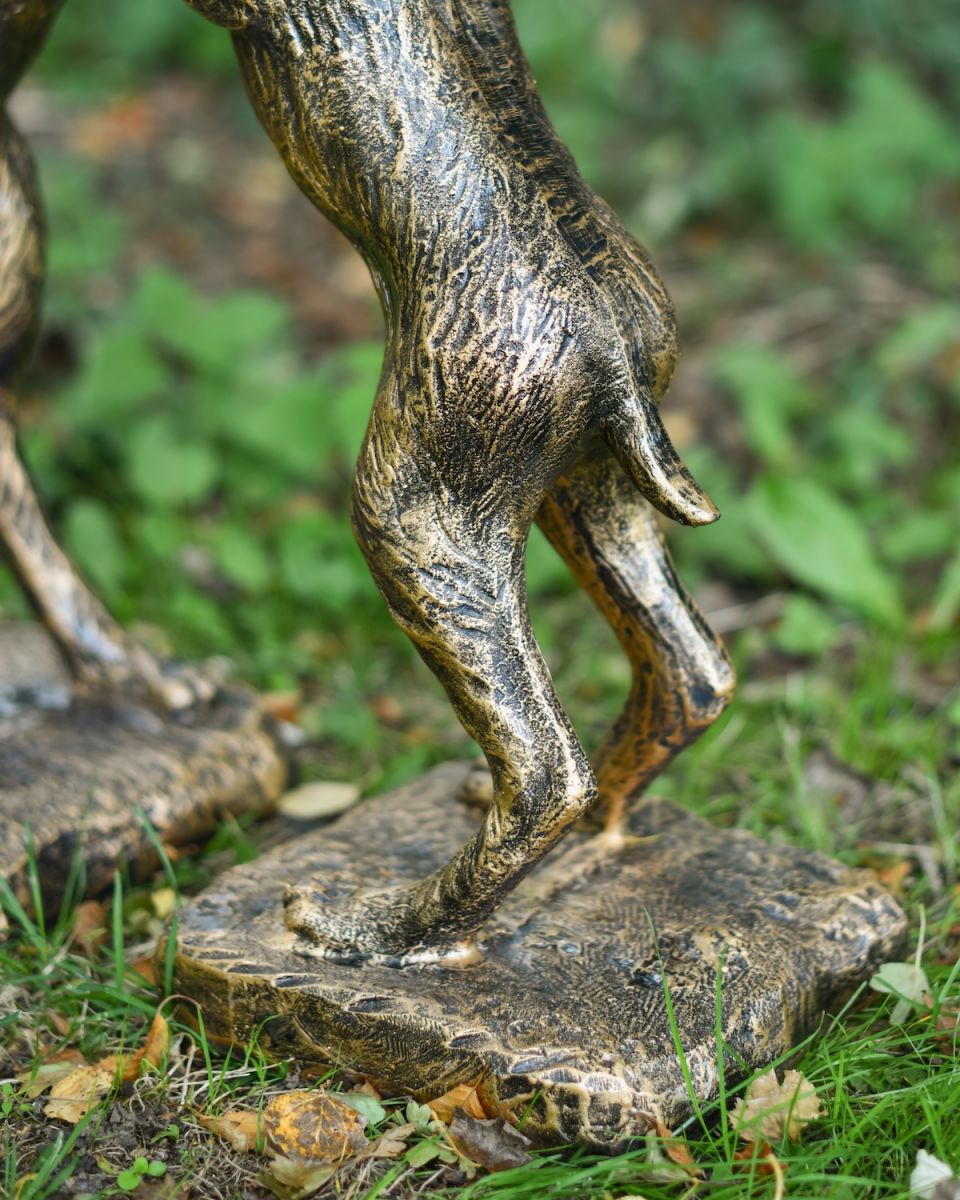 Close up of back leg detail on boxing hare outdoor sculptures